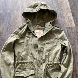 HOLLISTER Green Military Hooded Jacket - XS
